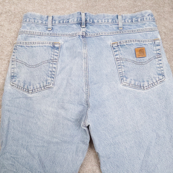 Vintage Carhartt Straight Traditional Fit 38x30 Light Wash Blue Denim Jeans - Picture 15 of 16